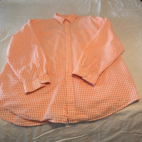 LL Bean Men's Orange Checkered Shirt size XL - Picture 5 of 10